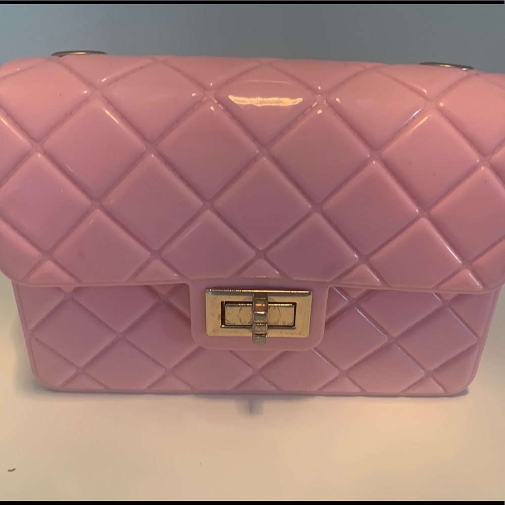 Mini girls pink purse with gold chain